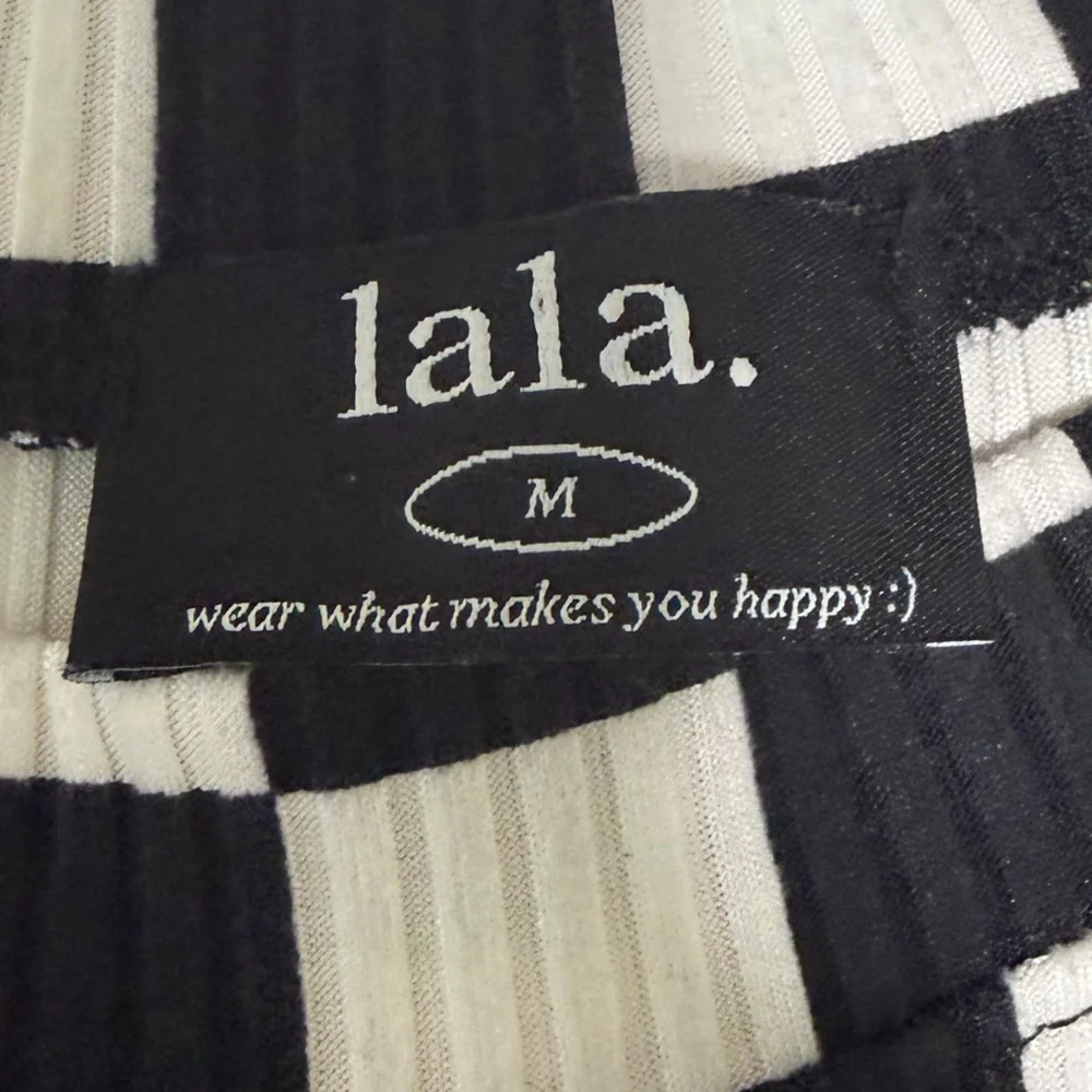 Dressed in LALA Black and White Checkerboard Wide Leg set - Picture 5 of 5